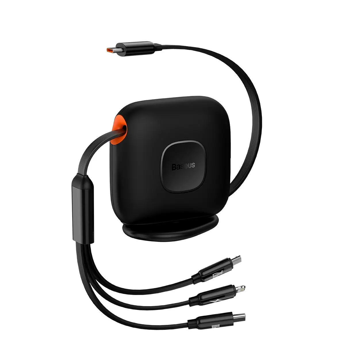 Baseus Traction Series Retractable 100W 3-In-1 Type-C To M+L+C Fast Charging Cable Desktop Organizer 1