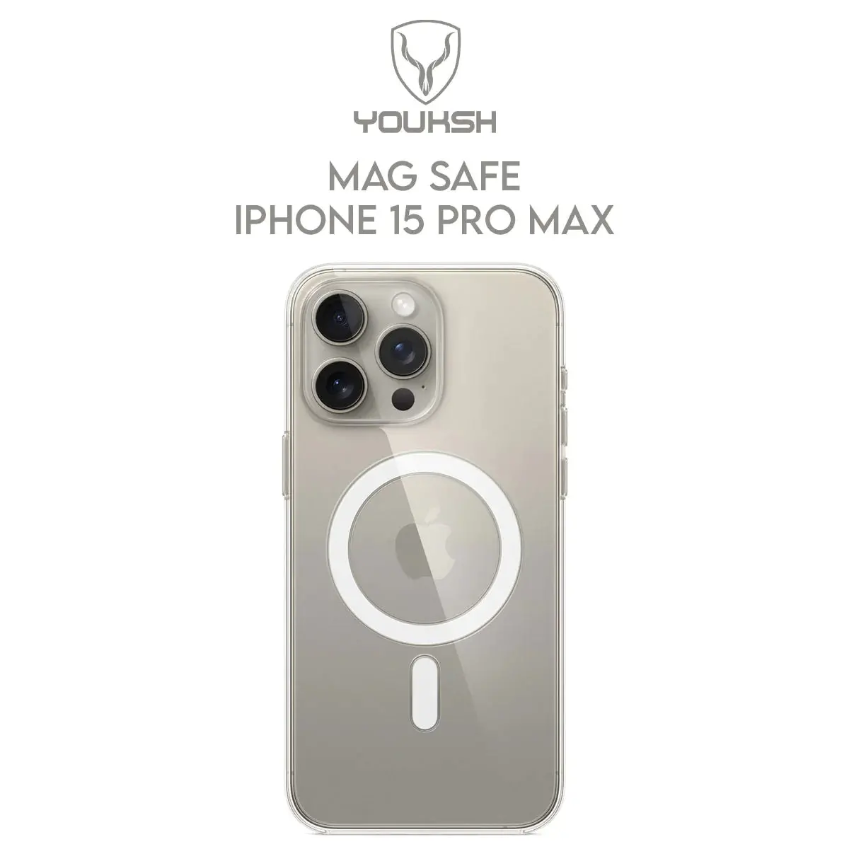 Youksh Apple Iphone 15 Pro Max Mag Safe Transparent Case | Soft Shock Proof Jelly Cover 1
