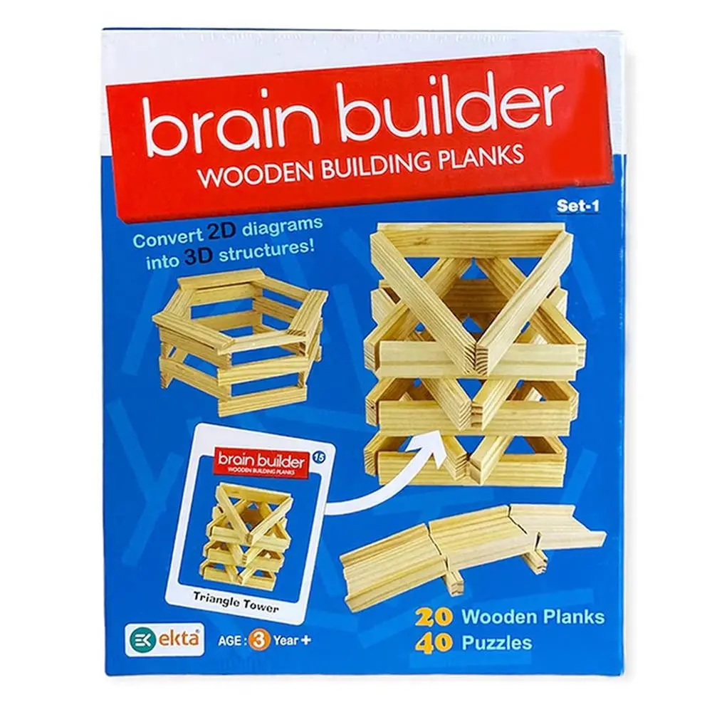 Ekta Wooden Brain Builder Building Planks | Set 1 (5-8 Years) 1