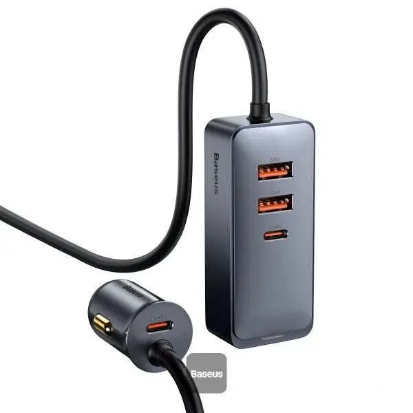 Baseus Share Together Pps Multi-Port 120W 2U+2C Fast Charging Car Charger With Extension Cord 1