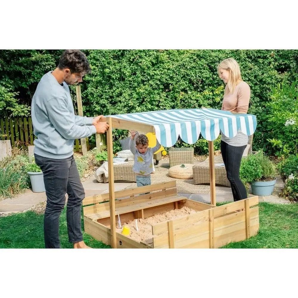 Plum Wooden Sandpit With Canopy - Natural | Weight-13 Kg (2-6 Years) 1