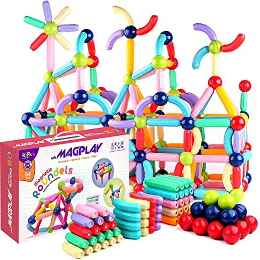 Magplay Magnetic Roundels Connect With Magnets - 64 Pieces (3-6 Years) 1