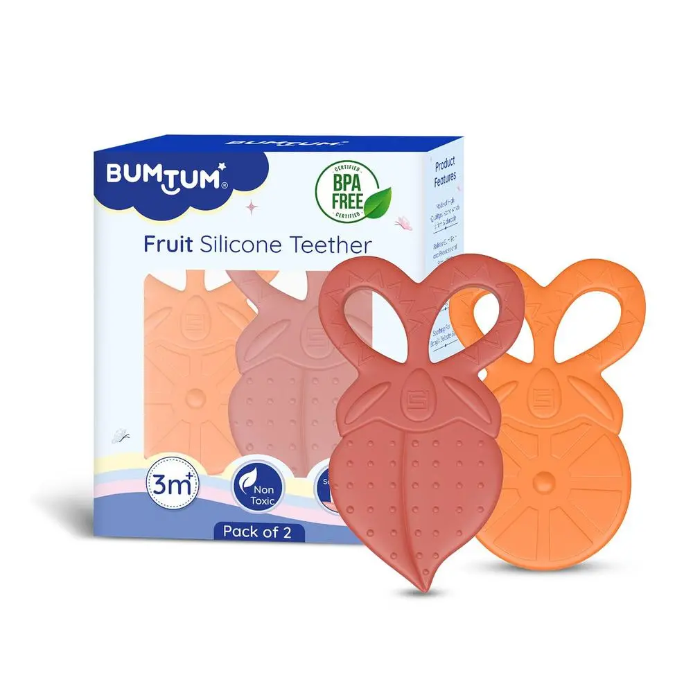 Bumtum Pack Of 2 Soft Silicone Baby Teether (Fruit Shape) 1