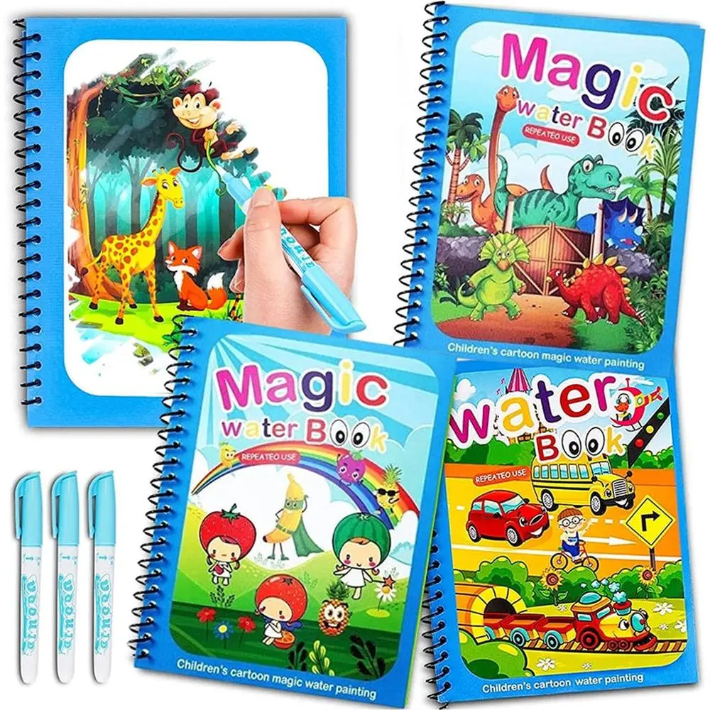 Muren Set Of 3 Magic Water Coloring Pen With Reusable Books (3-7 Years) 1