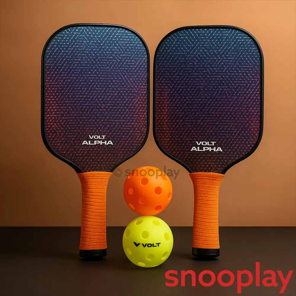 Wooden Pickleball Set - 2 Paddles With Dual Plastic Balls (6 Years Till Grown Ups) | Assorted Colors & Designs 1