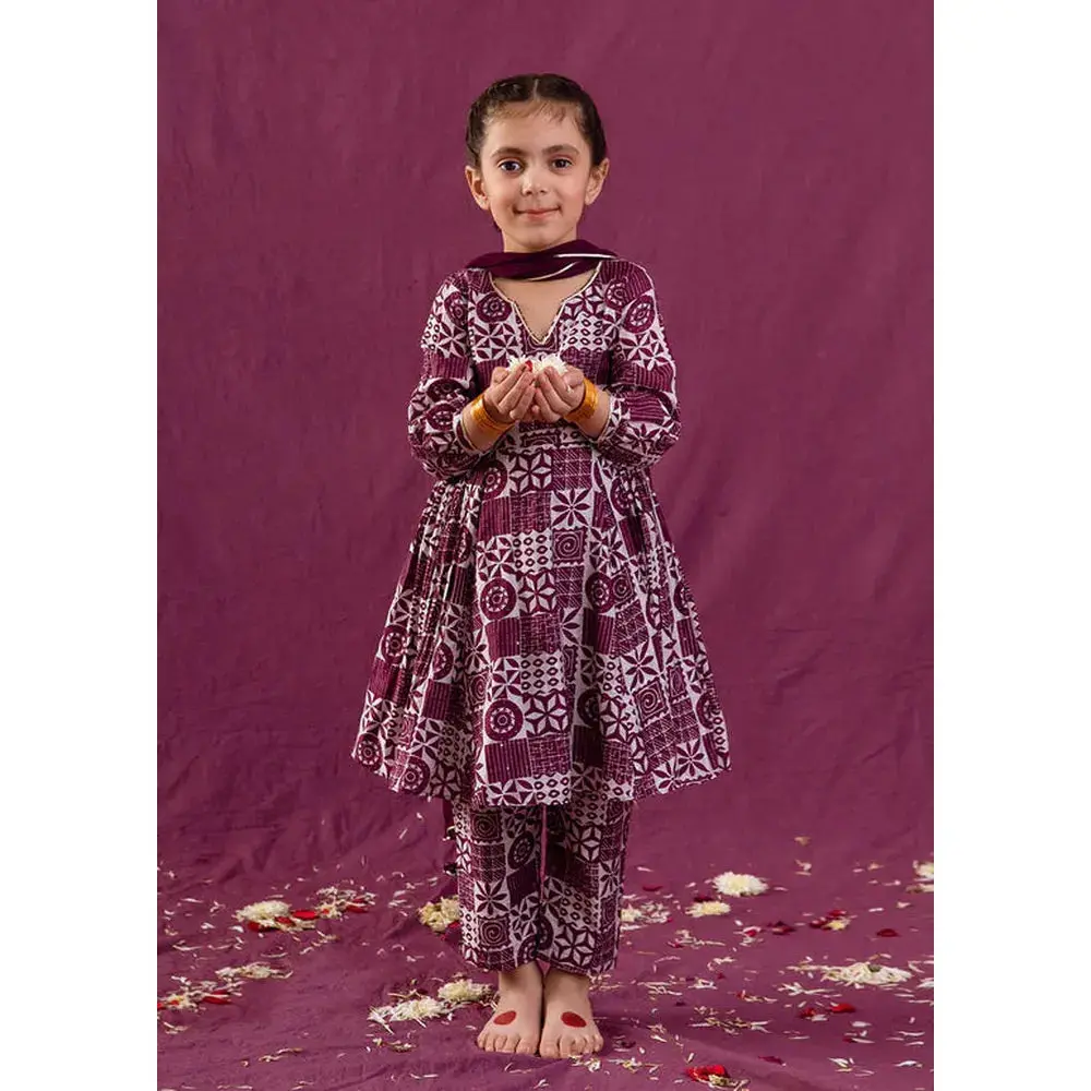 Jovi Jiyara Violet Printed Anarkali Suit Set 1