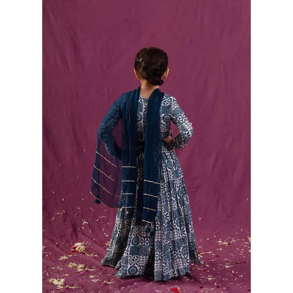 Jovi Jiyara Teal Blue Top With Skirt Set | Lehenga Set 3