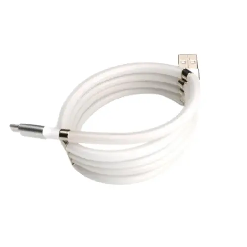 Magnetic Self-Rolling Tidy Usb Cable With Connector Type C/Iphone/Android (White) 1