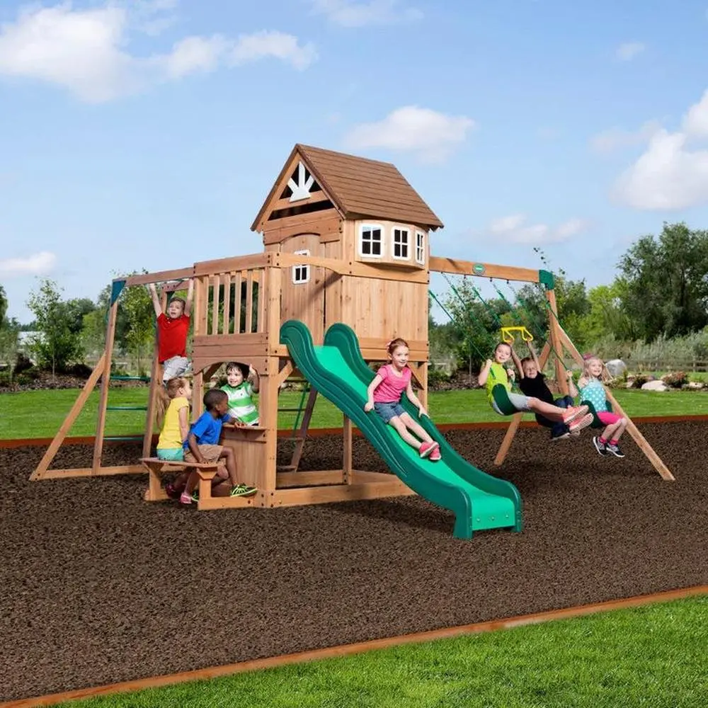 Montpelier Swing Set- Playhouse With Swing, Monkey Bars & Sandbox | Weight - 146.51 Kg (3-10 Years) 1