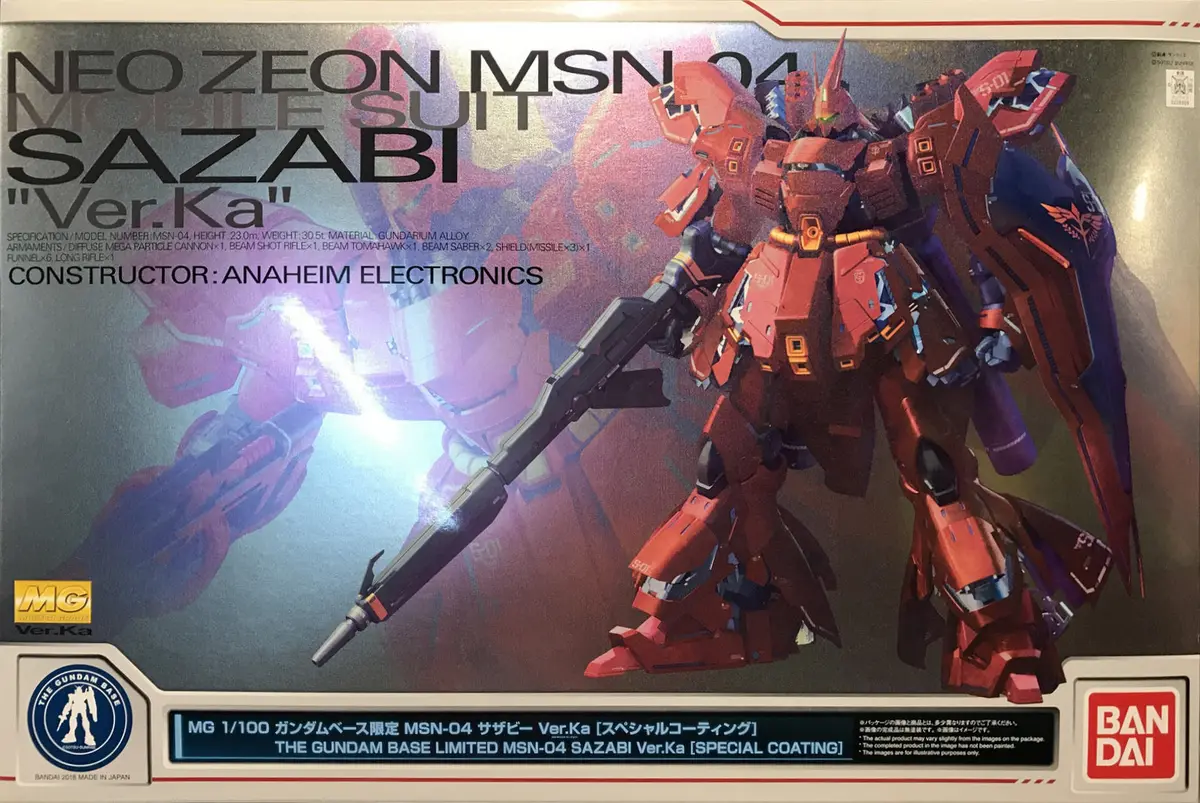 Gundam 1/100 Mg Msn-04 Sazabi Ver. Ka Special Coating Ver. Gundam Base Exclusive Model Kit 1