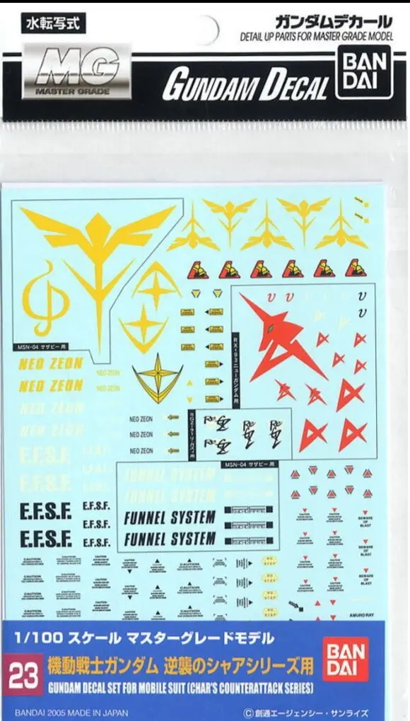 Bandai Gundam Decal #23 For 1/100 Mobile Suit Char's Counterattack Series Water Slide/Transfer Decals 1