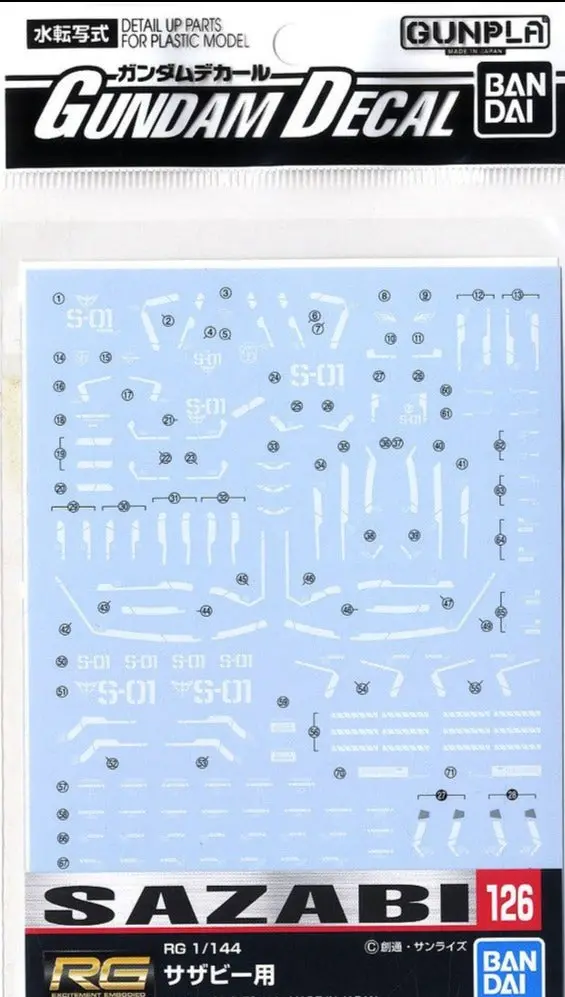 Bandai Gundam Decal #126 For Rg 1/144 Sazabi Ms Water Slide/Transfer Decals 1