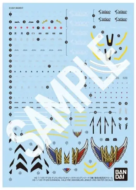 Bandai Macross Delta Hg 1/100 Yf-29 Durandal Valkryie (Maximilian Genius Use) Water Slide/Transfer Decals 1