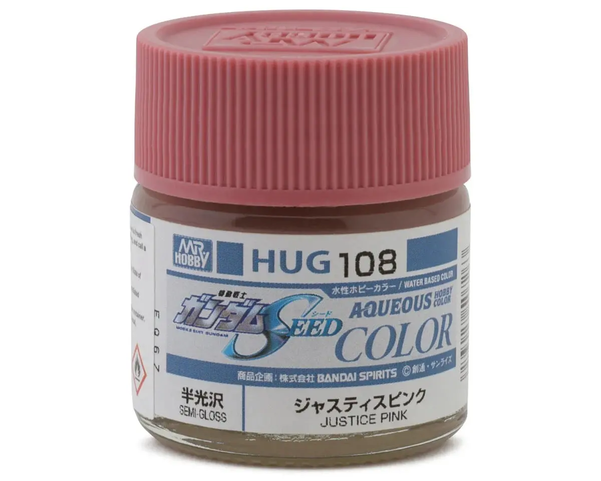 Mr. Hobby Aqueous Hobby Color Gundam Seed Hug108 Justice Pink Semi Gloss Paint 10Ml Bottle 1