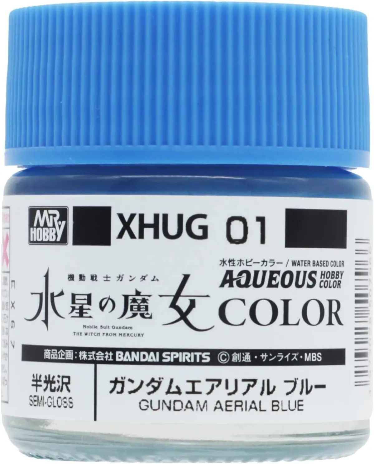 Mr. Hobby Aqueous Hobby Color Witch From Mercury Xhug01 Gundam Aerial Blue Semi Gloss 10Ml Bottle 1