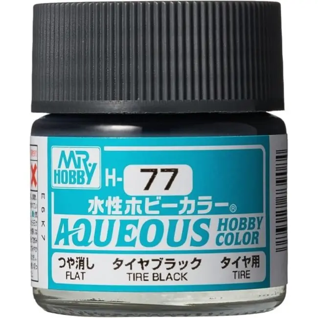 Mr. Hobby Aqueous Hobby Color H77 Tire Black 10Ml Bottle 1