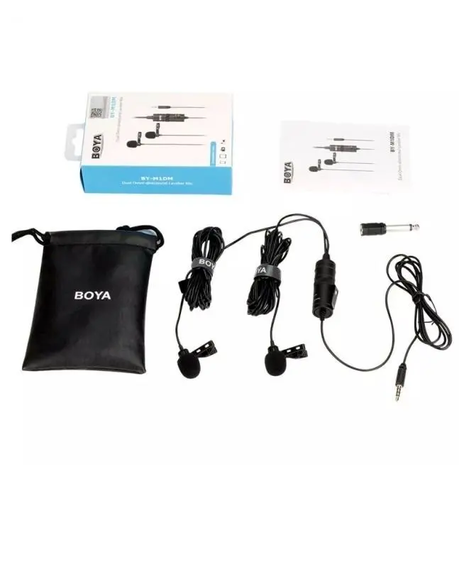 Boya By-M1dm Dual Lavalier Universal Microphone With A Single 1/8 Stereo Connector, 13Ft Cable For Cameras And Smmartphones 1