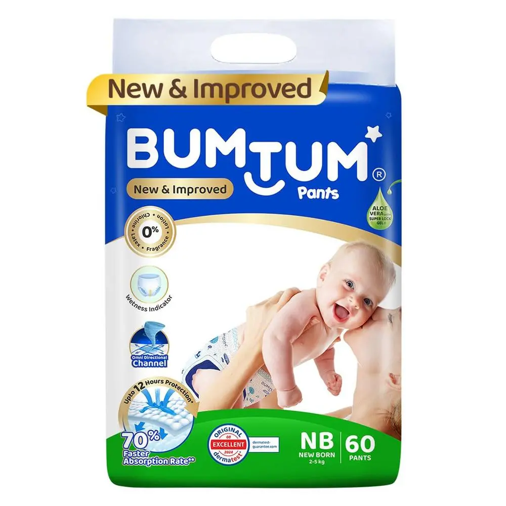 Bumtum (Size-Nb) New And Improved Diaper | 60 Pants |  | 2-5 Kgs 1