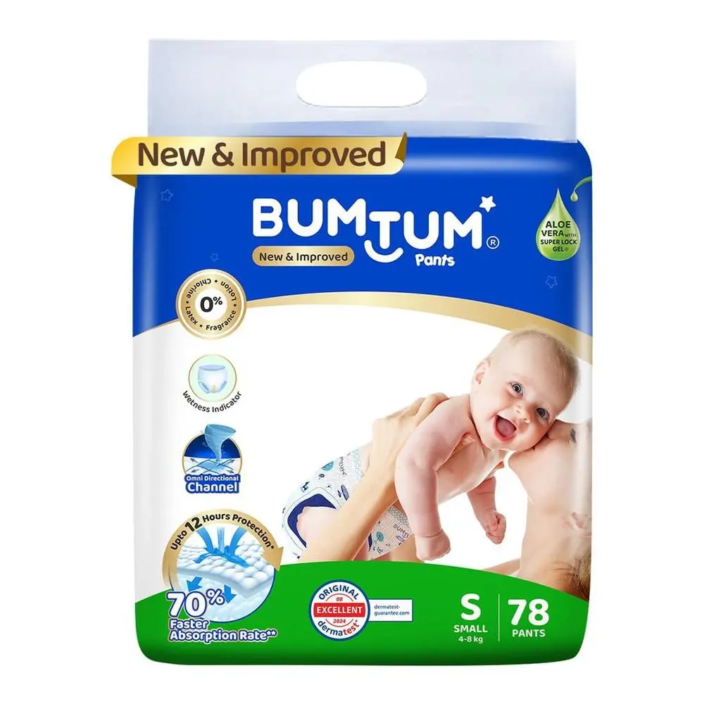 Bumtum (Size-S) New And Improved Diaper | 78 Pants |  | 4-8 Kgs 1