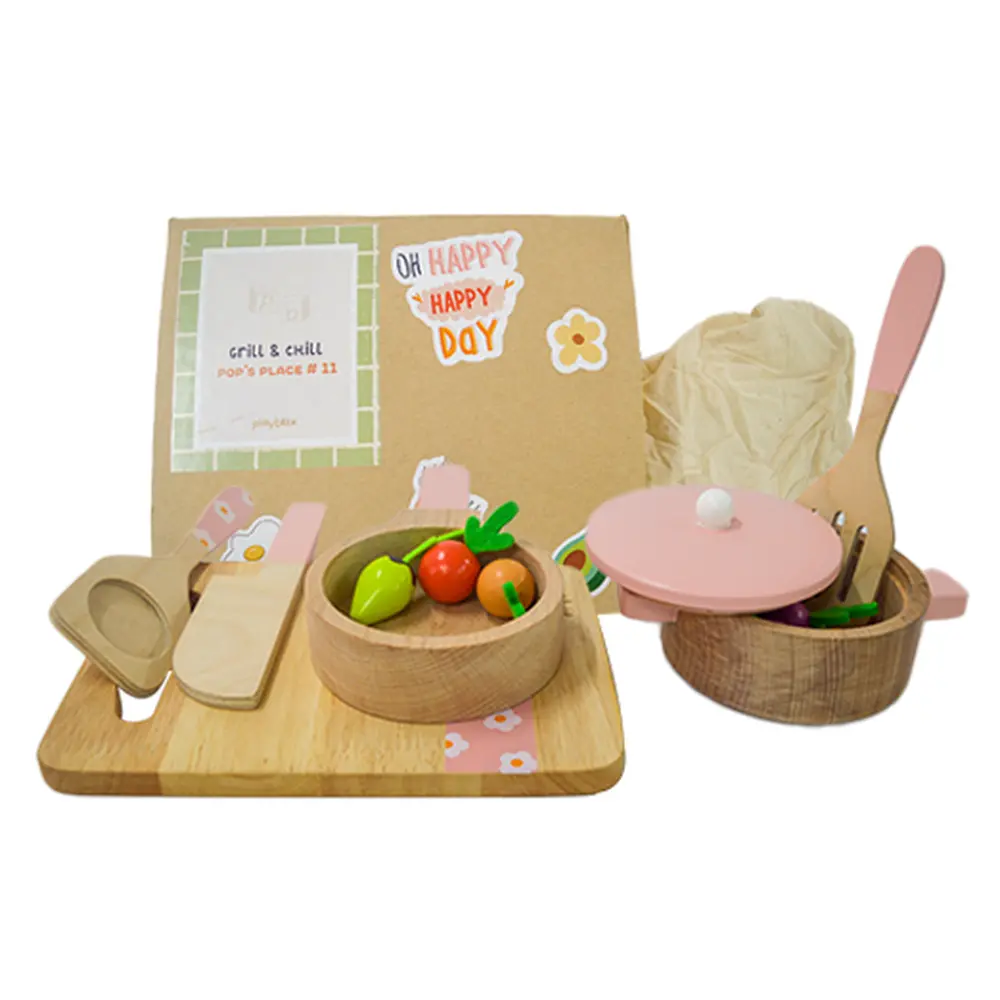 Playbox 17 Pieces Grill & Chill Cooking Kit - Fun Wooden Playset (3-7 Years) 1