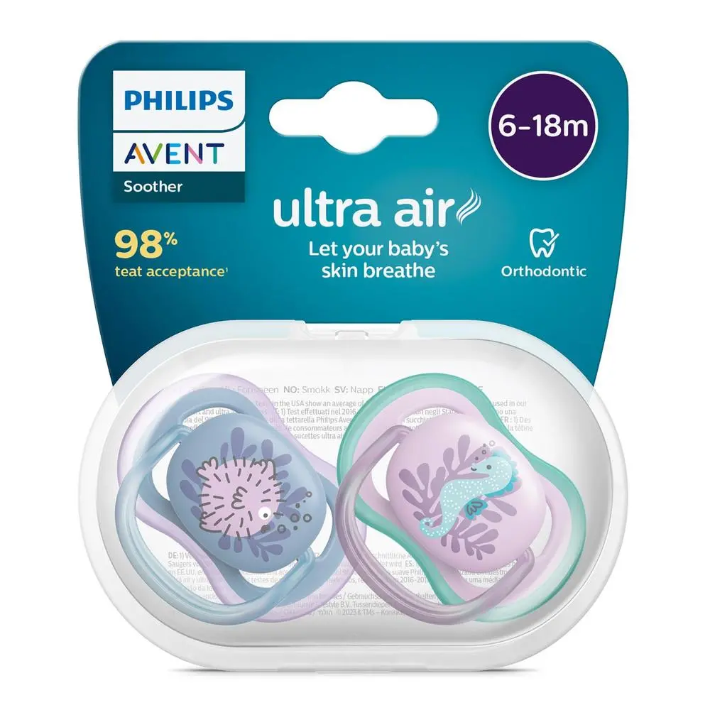 Philips Avent Ultra Air Pack Of 2 Soother | Orthodontic & Bpa Free (Scf085/61) 1
