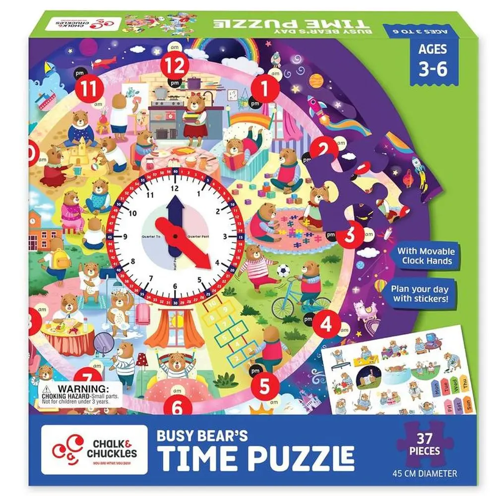 Chalk & Chuckles Tell The Time Puzzle - Daily Routine Activity (2-6 Years) 1