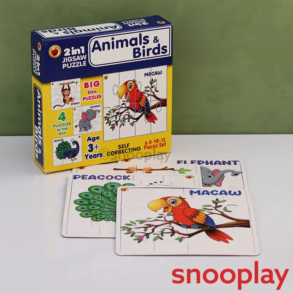 Applefun 'N' Learn 2 In 1 Big Size Animal & Birds Jigsaw Puzzle - 36 Pieces (3-4 Years) 1