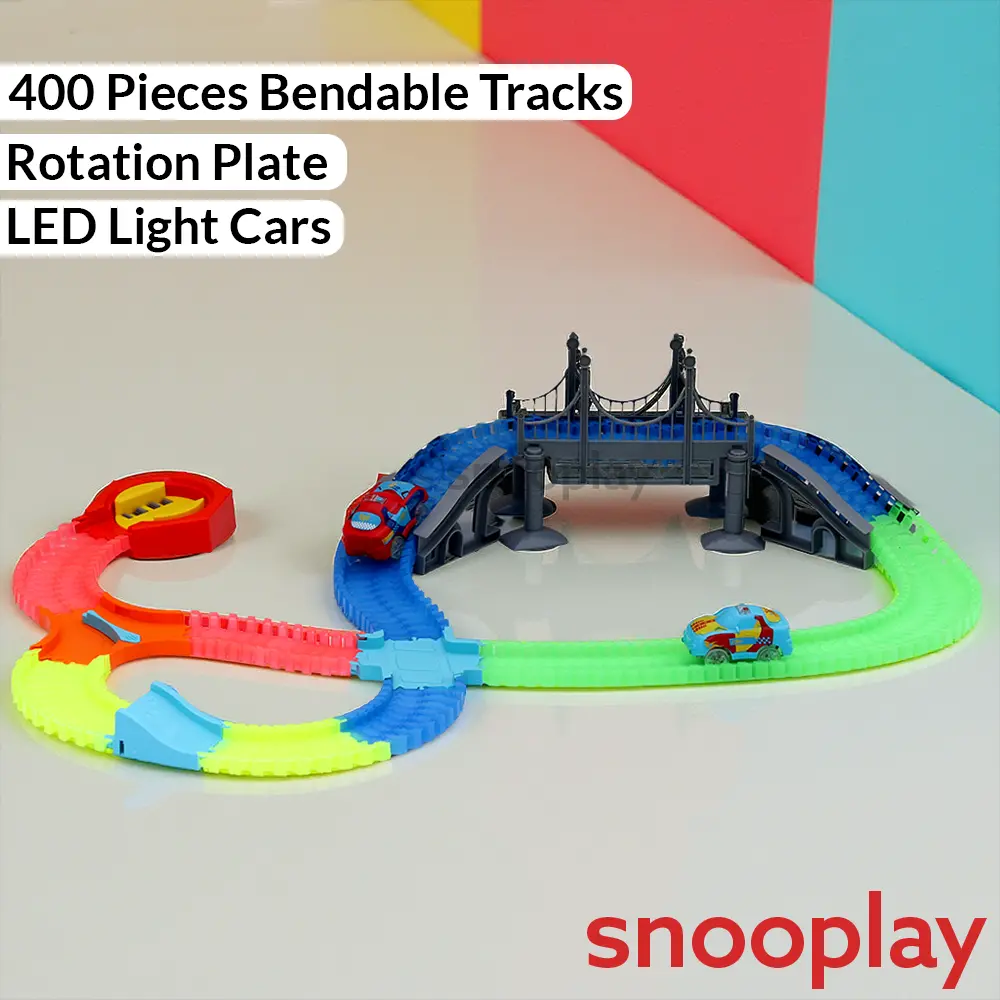Rowan 400 Pieces Bendable Car Track Set - Build & Go Dynamic Racing Fun (3-8 Years) 1