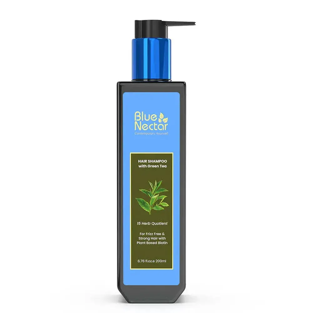 Blue Nectar Anti Frizz Shampoo For Dry & Frizzy Hair | Plant Based Biotin Shampoo (15 Herbs) - 200Ml 1