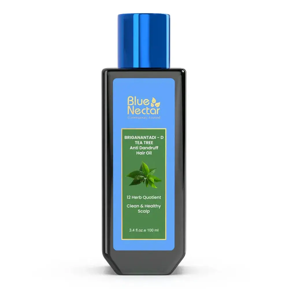 Blue Nectar Briganantadi Tea Tree Anti Dandruff Oil For Hair | Clean & Healthy Scalp - 100Ml 1