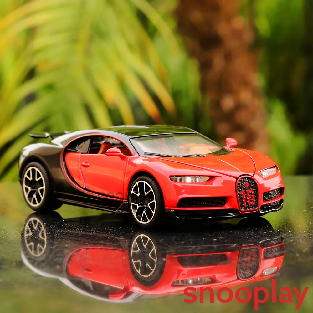 Resembling Bugatti Chiron Pullback Diecast Car - 3239 | 1:32 Scale | Assorted Colors (3 Years Till Grown Ups) 1