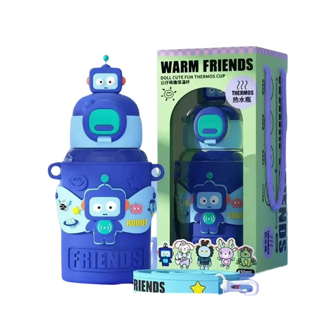 Cuddlenest Cool Robot Water Bottle - 450Ml | Thermal Bottle 2