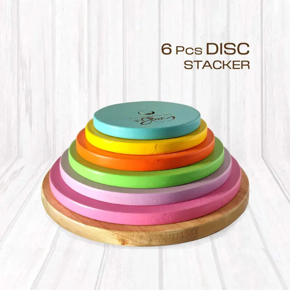 Woodbee Toys 6 Pieces Disc Stackers With Base Plate (1-3 Years) 1