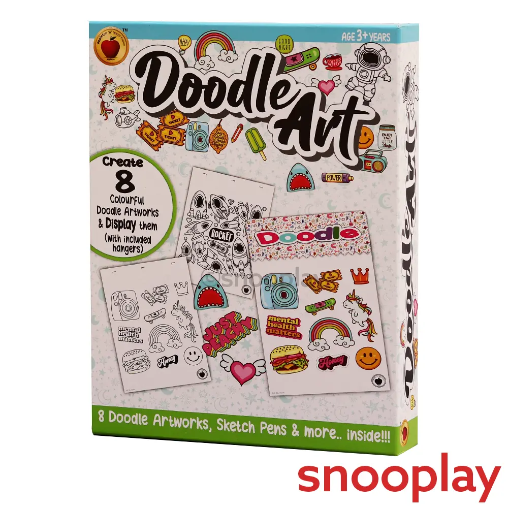 Applefun 'N' Learn Doddle Art Kit: 8 Colorful Doodle Artworks With Display Hangers (5-9 Years) 1