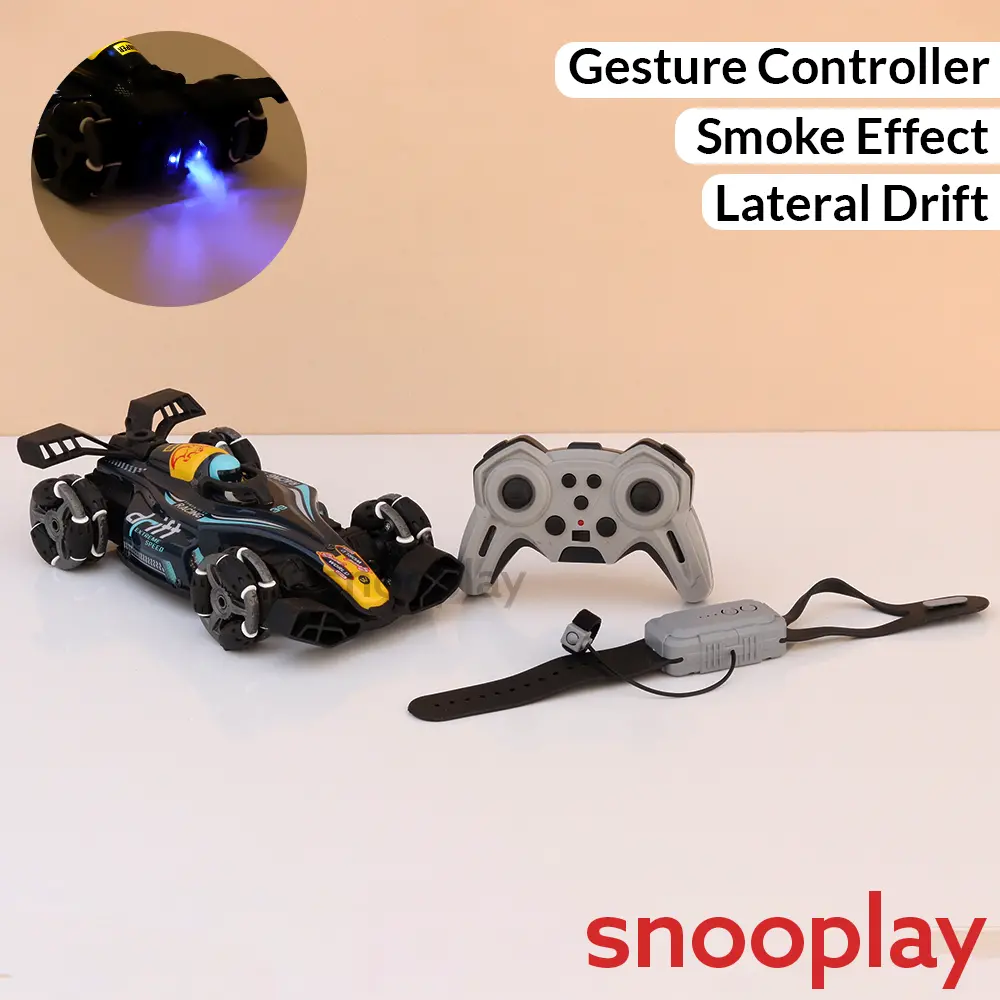2 In 1 Gesture Controller & Remote Control Spray Racing Car | 360° Rotation, Music, Lateral Drift, Light (5-14 Years) 1