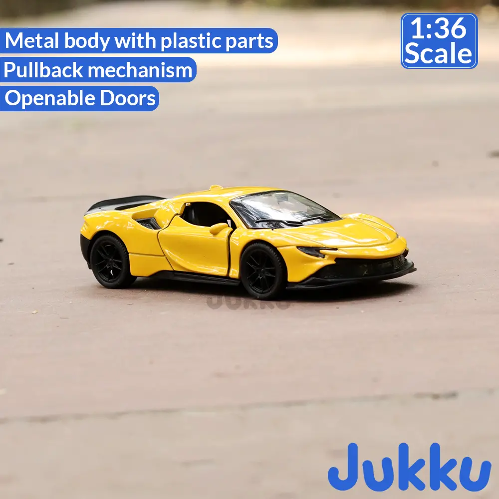 Jukku Resembling Ferrari Sf90 Diecast Car - Pullback, Openable Doors & Bonnet | 1:36 Scale (3 Years Till Grown Ups) 2