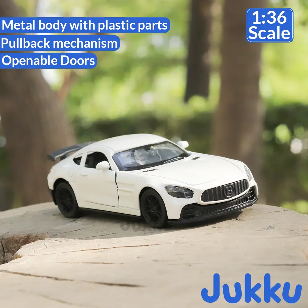 Jukku Resembling Mercedes Benz Gt R Diecast Car - Pullback, Openable Doors | 1:36 Scale (3 Years Till Grown Ups) 4