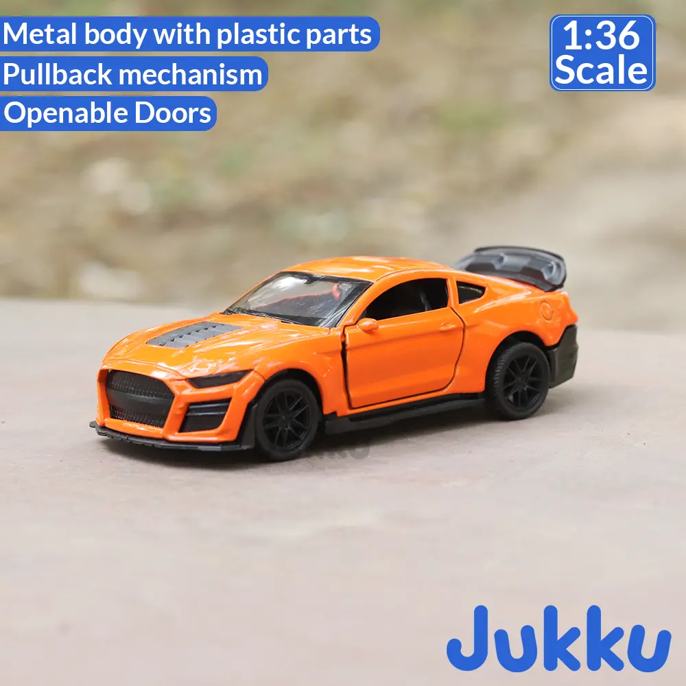 Jukku Resembling Ford Mustang Diecast Car - Pullback, Openable Doors & Bonnet | 1:36 Scale (3 Years Till Grown Ups) 2