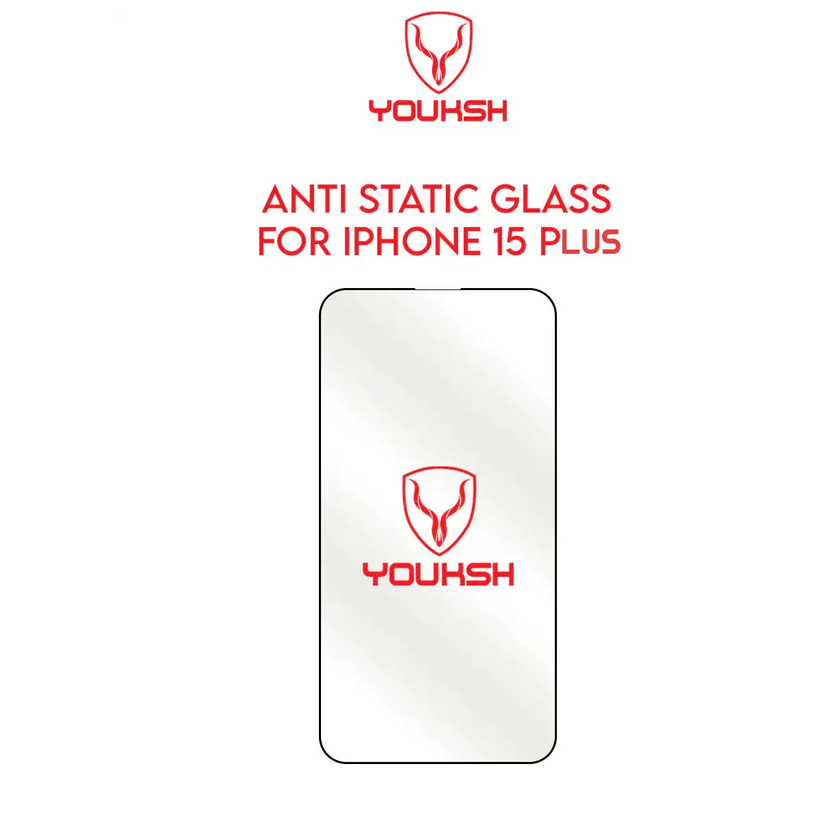 Youksh Apple Iphone 15 Plus Anti Static Clear Glass Protector With Youksh Installation Kit 1