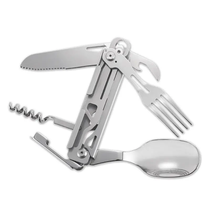 Stainless Steel Multi-Functional Table Spoon And Knife Outdoor Camping Folding 1