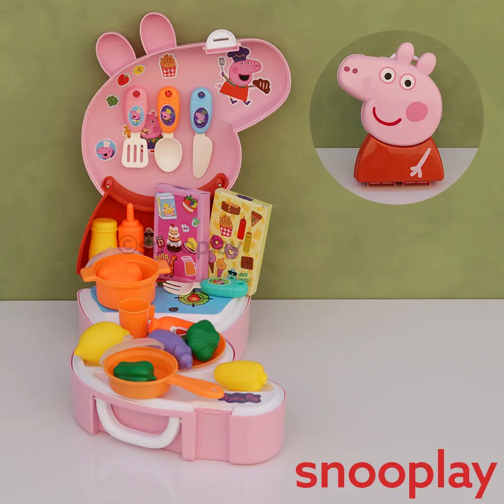 Original Licensed Peppa Pig Backpack Kitchen Set With Kitchen Accessories - 25 Pieces (3-6 Years) 1