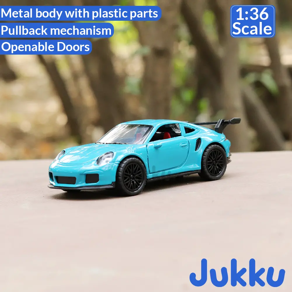 Jukku Resembling Porsche 911 Diecast Car - Pullback, Openable Doors & Bonnet | 1:36 Scale (3 Years Till Grown Ups) 1