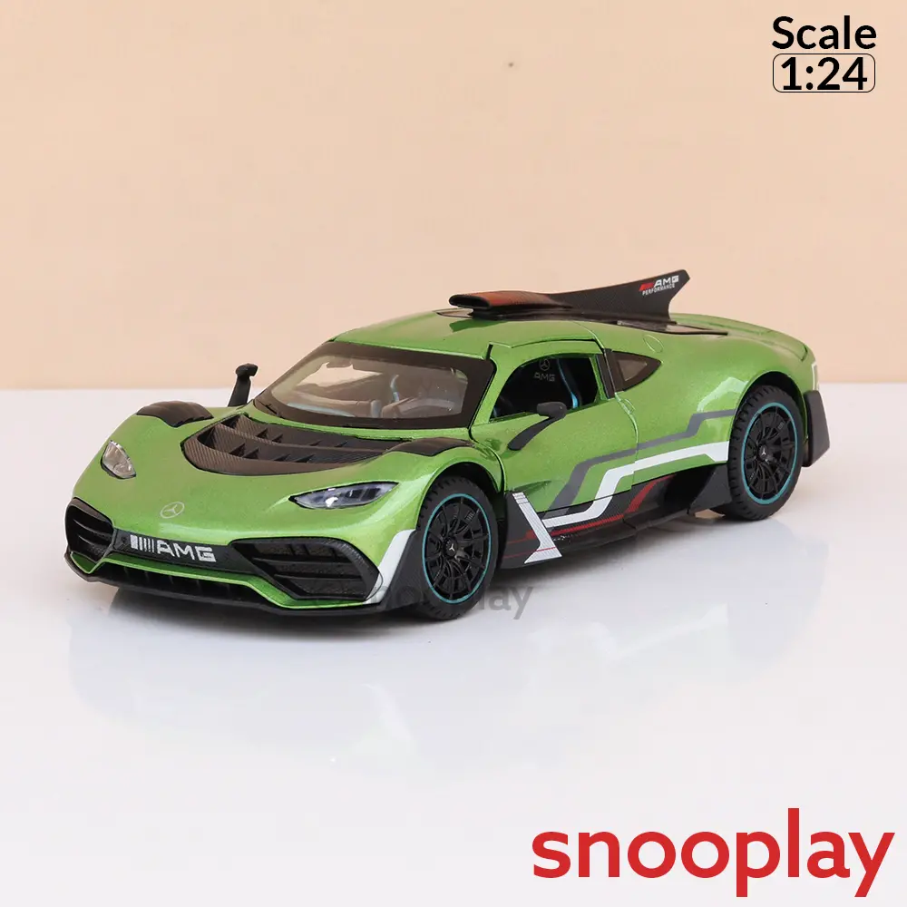 Big Fun Toys Resembling Mercedes-Amg One Diecast Car - Pullback, Openable Parts, Light & Sound | 1:24 Scale (3 Years Till Grown Ups) | Assorted Colors 1