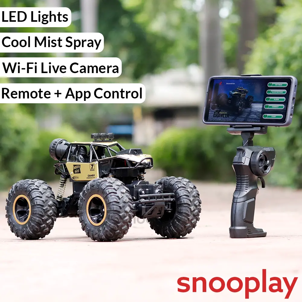 4Wd Off Road Remote Control Rock Crawler | Wi-Fi Camera, App Control, Mist Spray & Led Lights (5-14 Years) 1