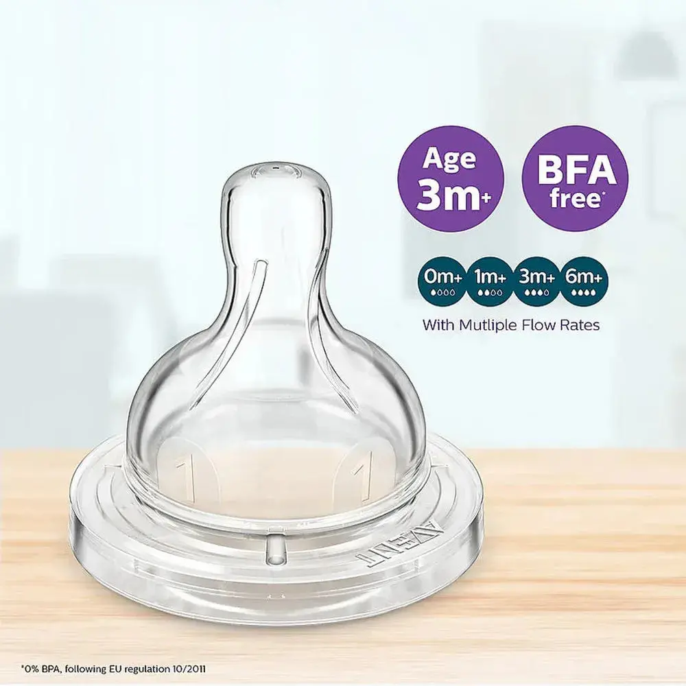 Philips Avent Anti Colic Pack Of 2 Teat | Flow 3 | Bpa Free | Scy763/02 1