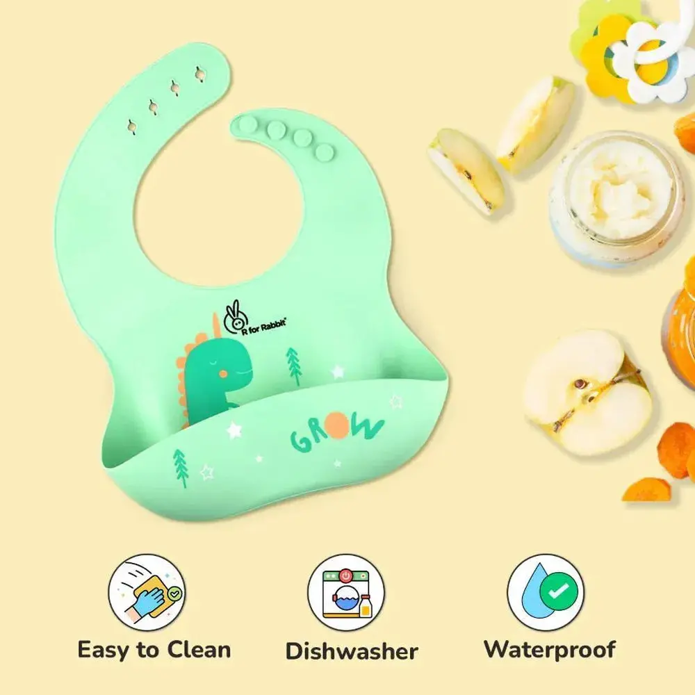 R For Rabbit Safari Silicone Bib And Built-In Food Pocket 1