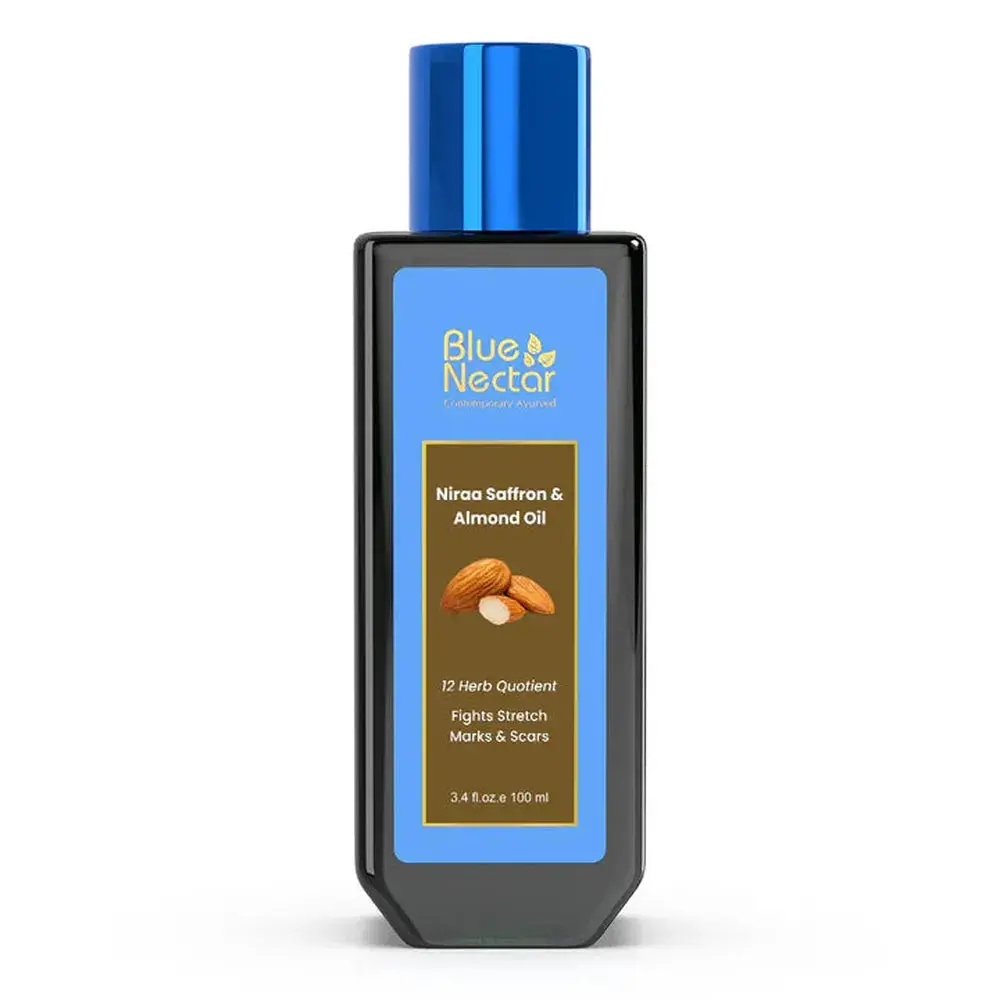 Blue Nectar Saffron & Almond Body Stretch Mark Oil For Pregnancy (12 Herbs) - 100Ml 1
