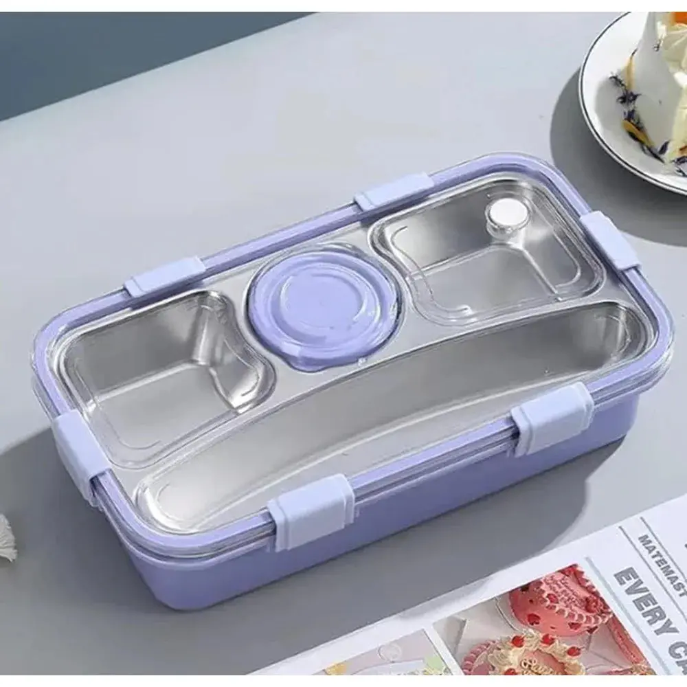 Cuddlenest 3 Compartment Stainless Steel Lunch Box With Extra Sauce Bowl 1