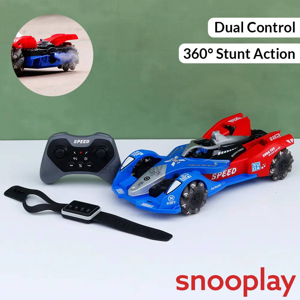 Remote Control F1 Racing Car With 2.4G Remote & Wrist Control, Atomization Spray, Lights & Stunt Wheels (5-14 Years) 1