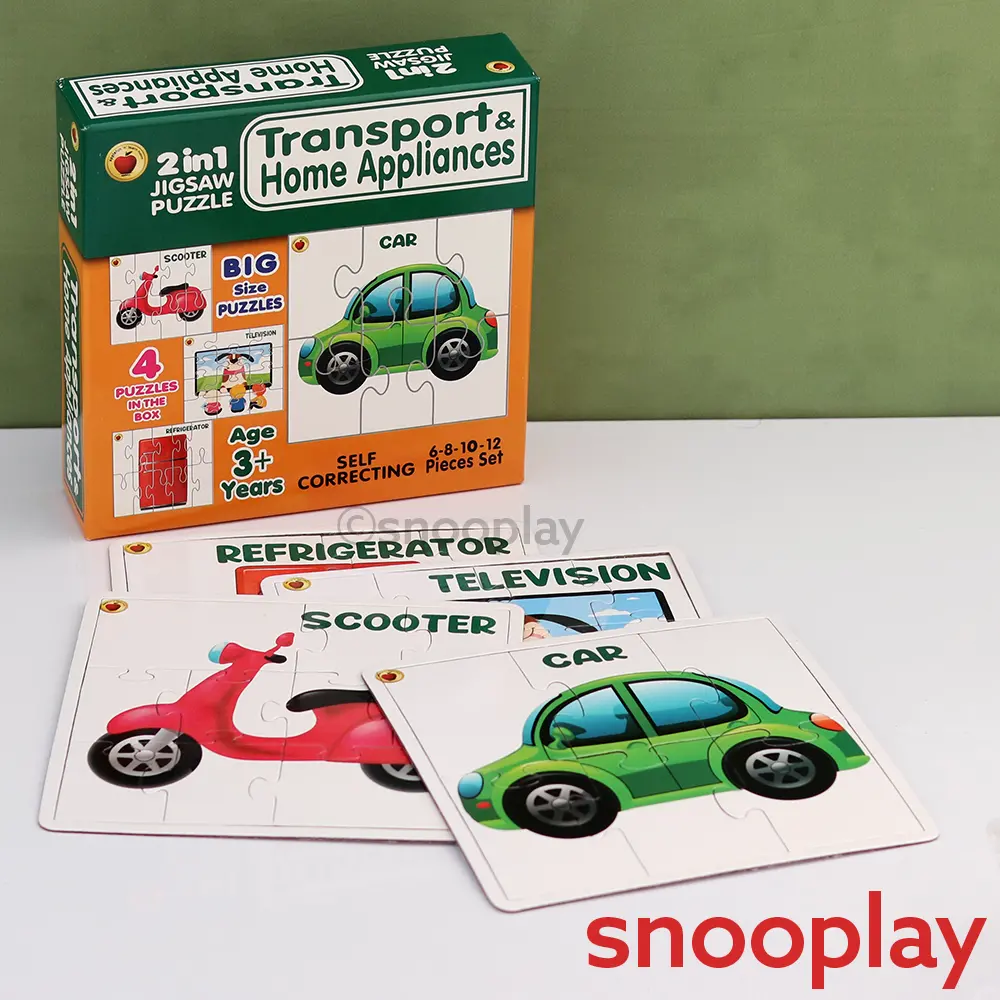 Applefun 'N' Learn 2 In 1 Jigsaw Puzzle - Transport & Home Appliances - 36 Pieces (3-4 Years) 1